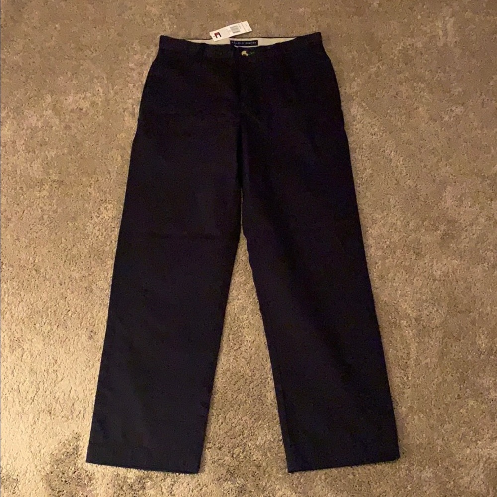 Tommy Hilfiger Navy Chino Flat Front Pants, 30x30